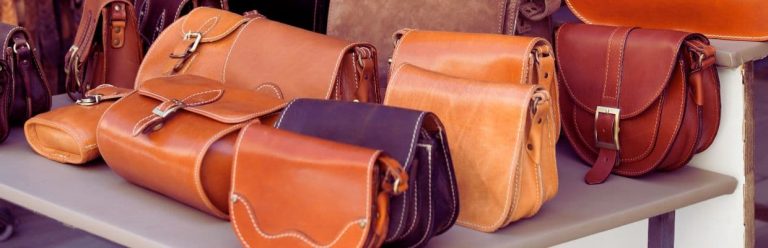 Brown Leather Bags on Display